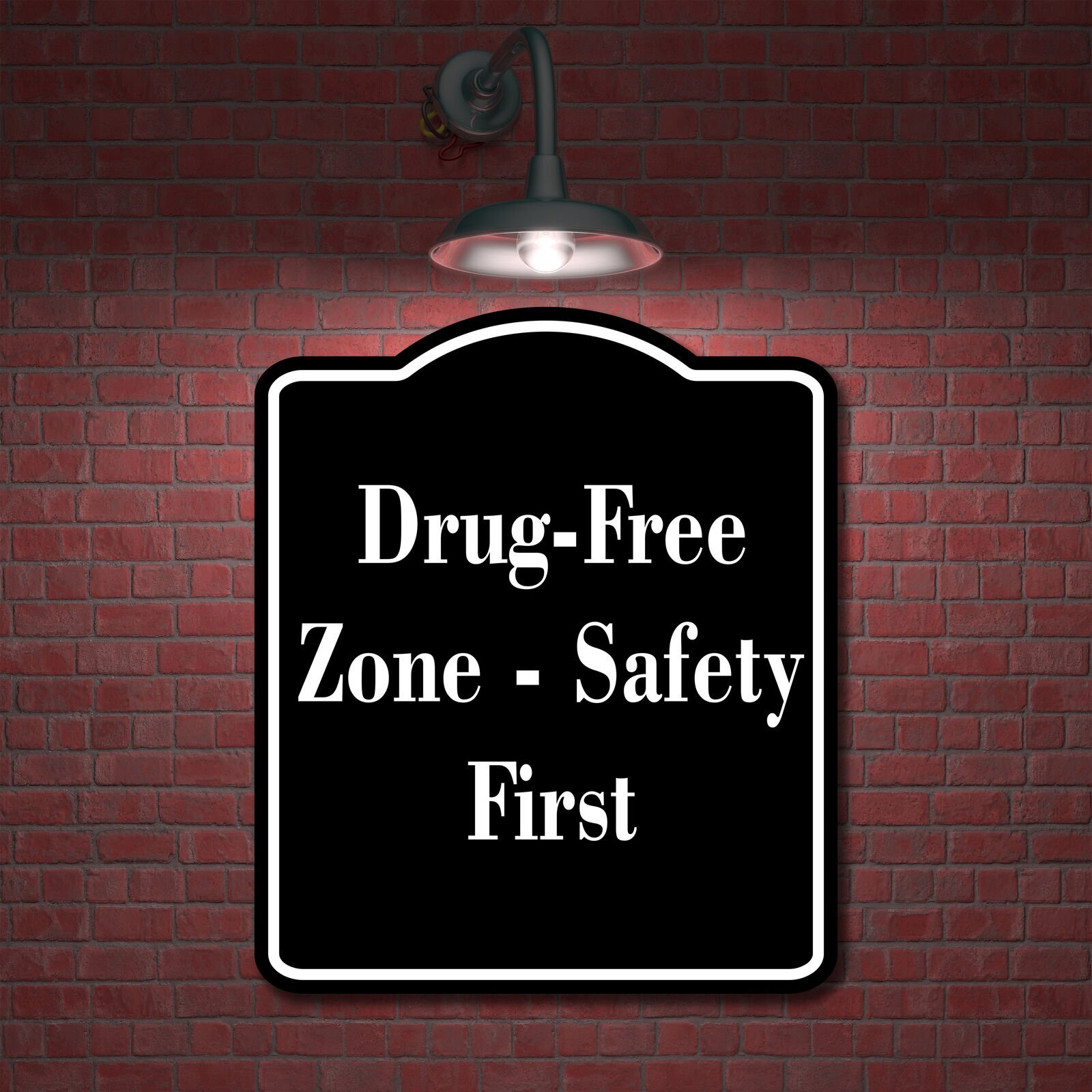 Drug-Free Zone Safety First BLACK Aluminum Composite Sign