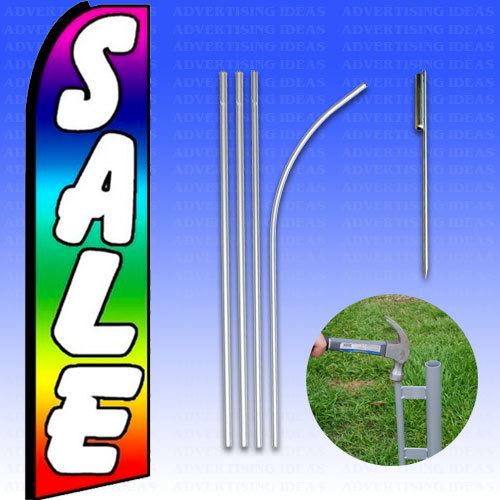 Feather Flag Swooper Advertising Flag Banner Sign 15′ Tall Kit – SALE Rainbow