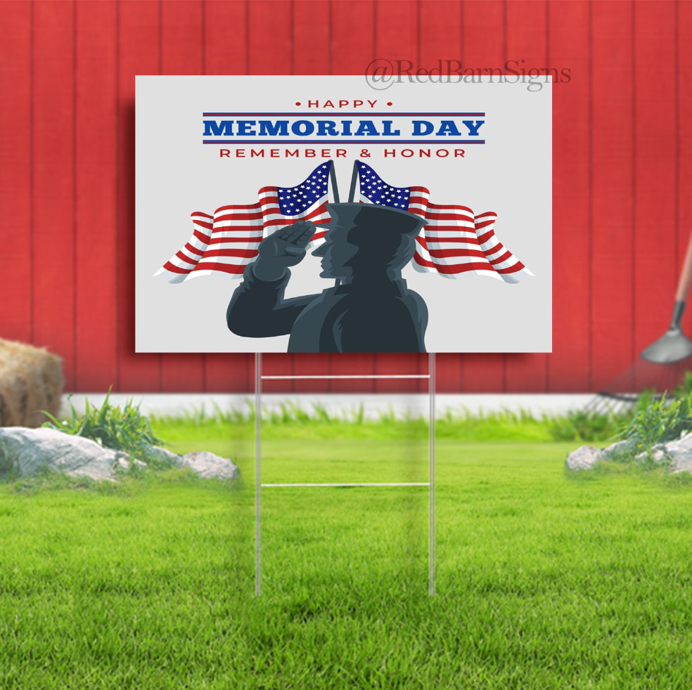 Memorial Day Honor Patriotic Armed Forces Military Veteran USA Yard Sign 01