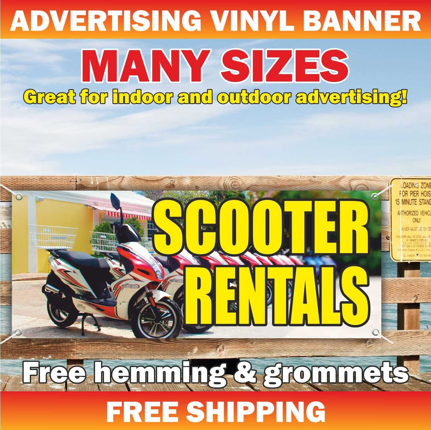 SCOOTER RENTALS Advertising Banner Vinyl Sign Motorcycle Bicycle Car