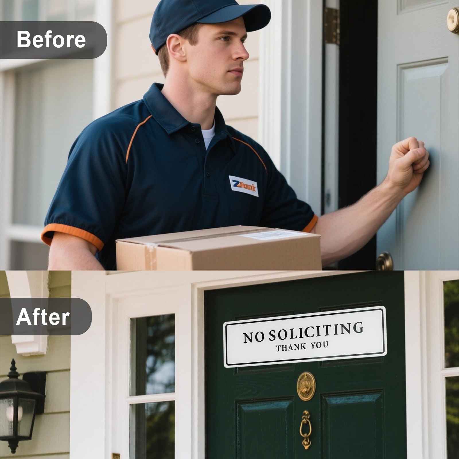 No Soliciting Sign for Front Door ：This Set Comes with 1 PCS 8.2X2.4 Inch Super