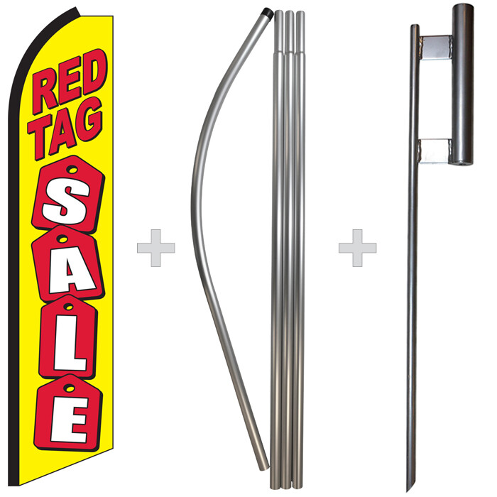 Red Tag Sale 15′ Tall Swooper Flag & Pole Kit Feather Super Banner