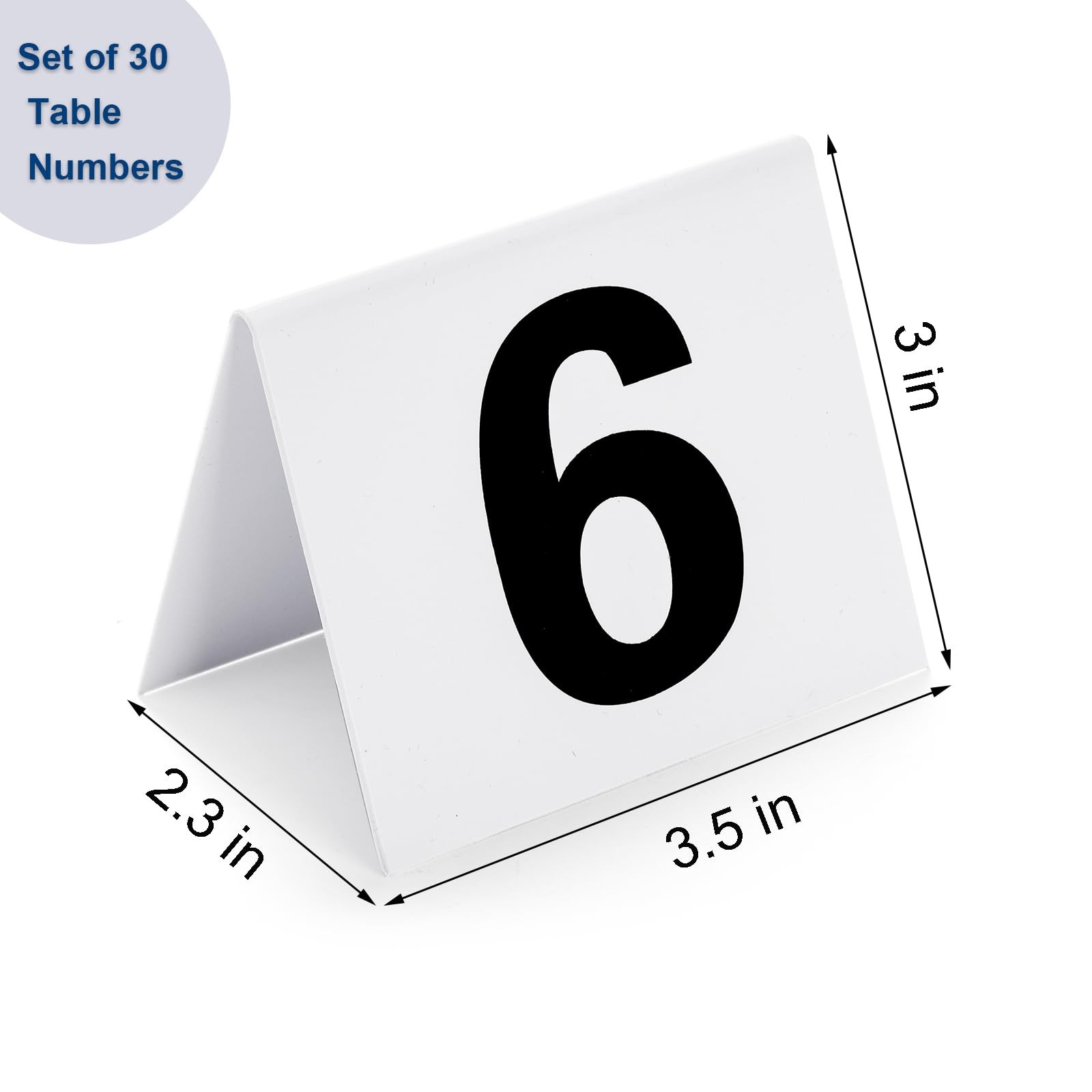 30 PCS Restaurant Table Numbers 130 Acrylic Tent Seating Signs 3.5x3x2.3 In