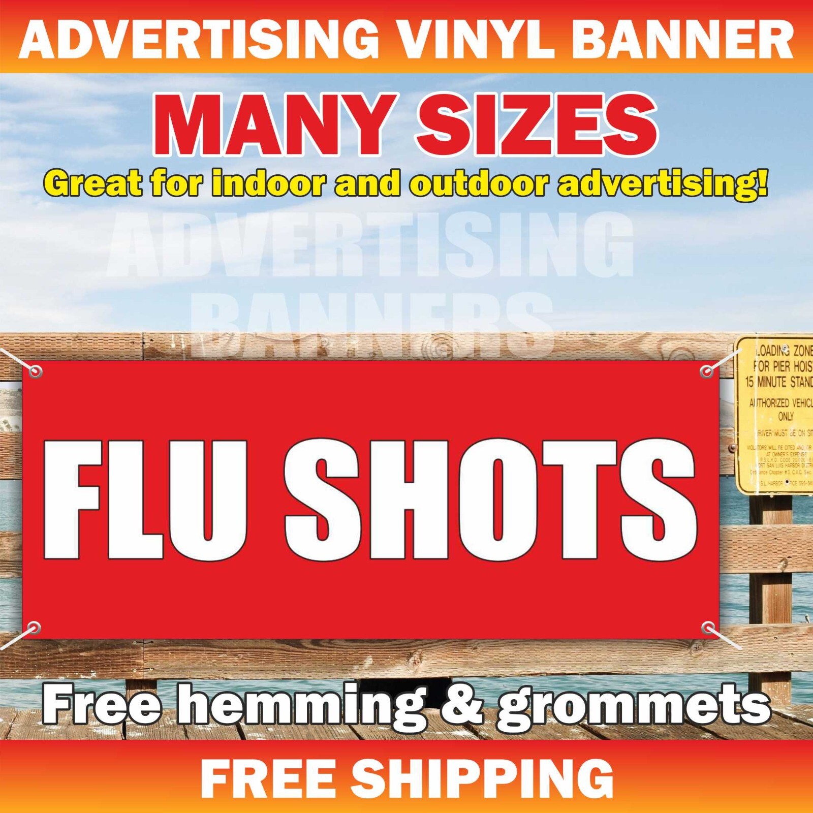 FLU SHOTS Advertising Banner Vinyl Mesh Sign Flag Medical Center Vaccination