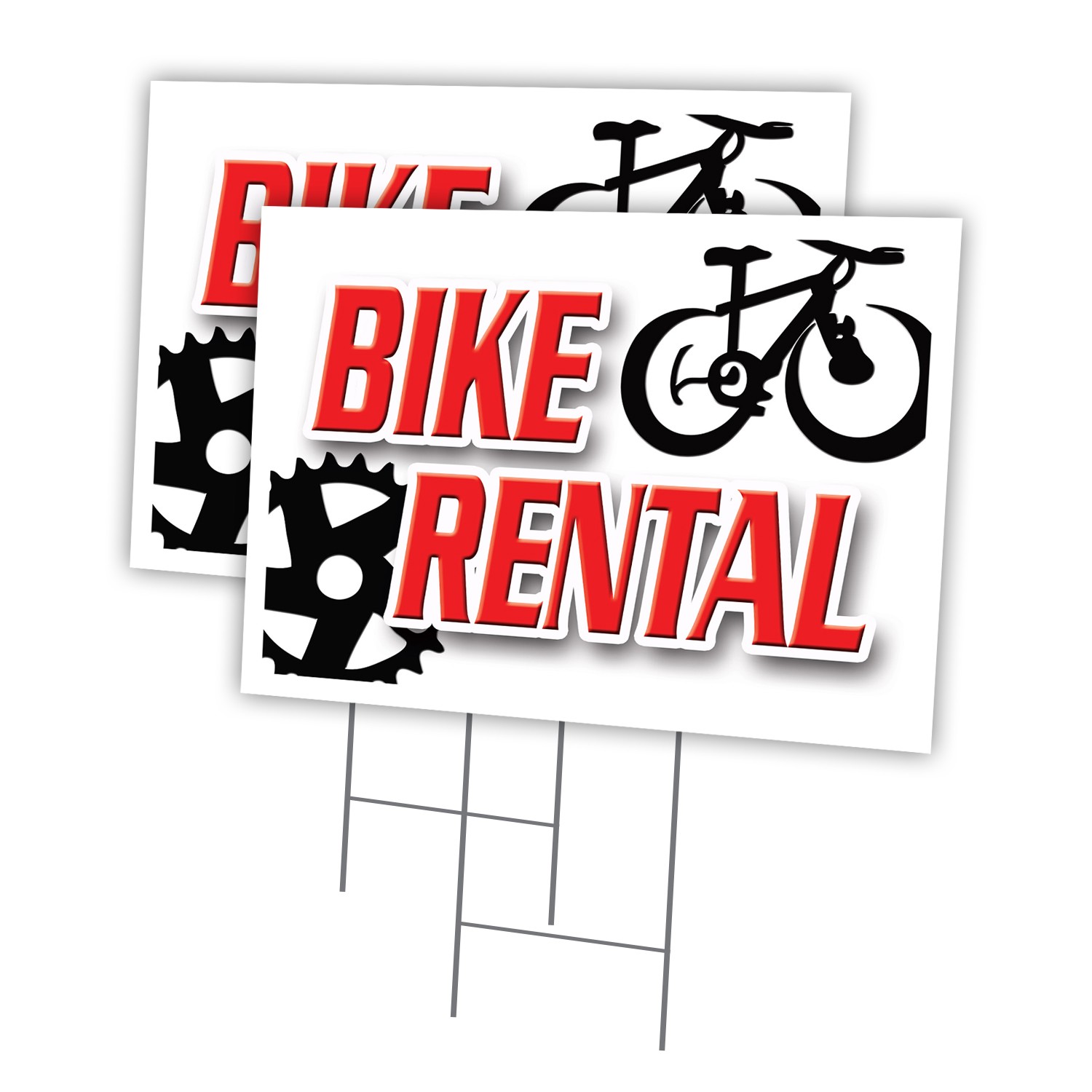 Bike Rental Multi-Pack of Yard Signs & Stake outdoor plastic coroplast window