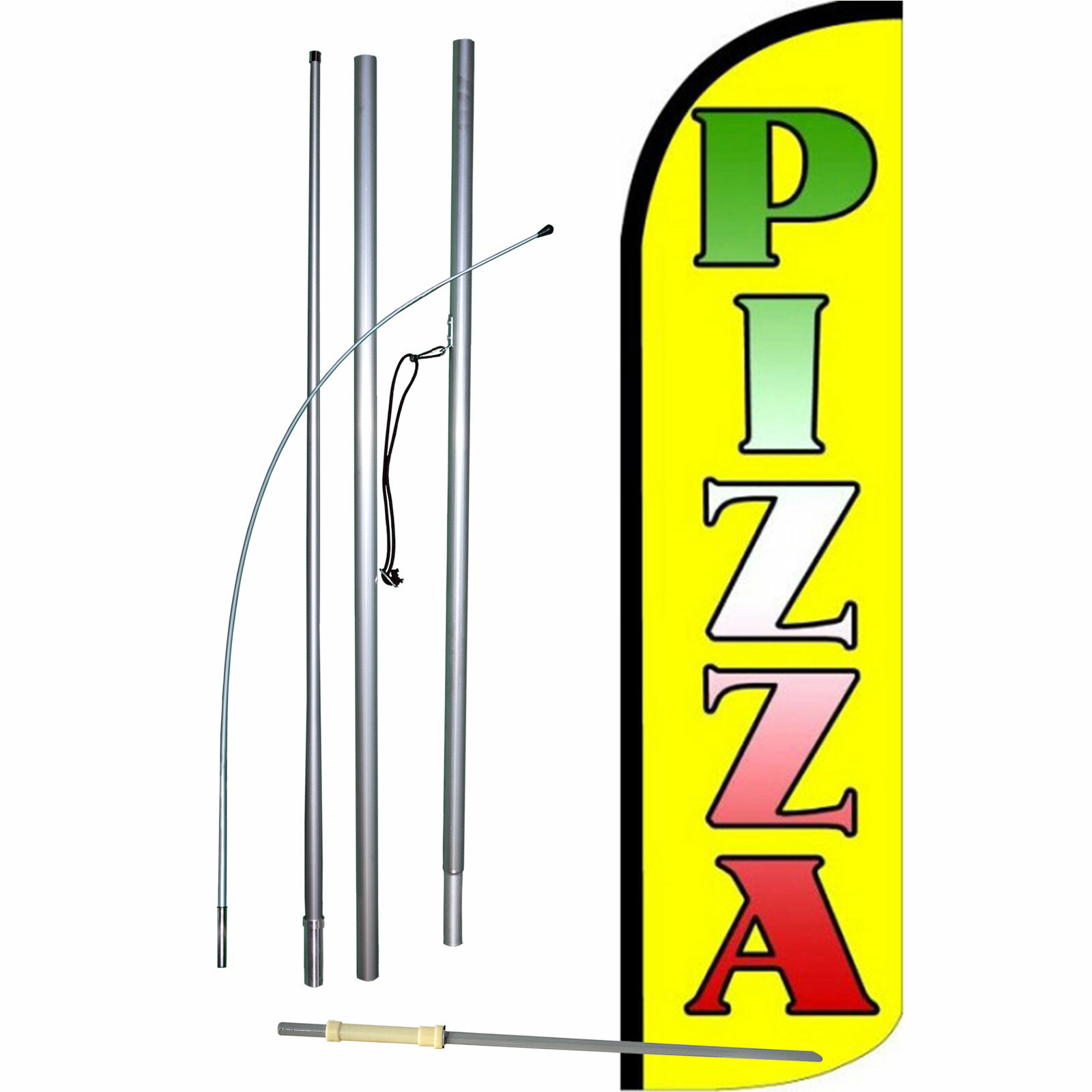 Pizza Flag Flutter Feather Banner Swooper Extra Wide Windless Bundle Kit