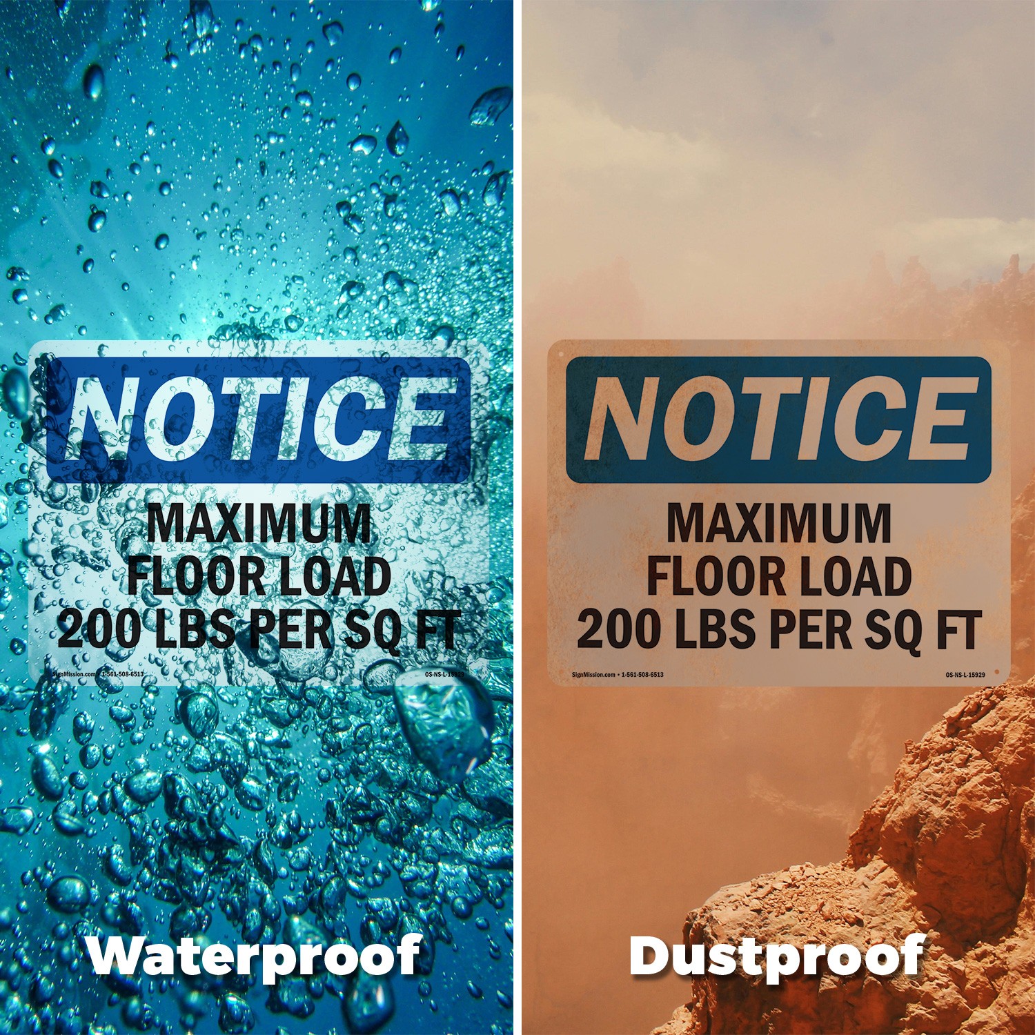Maximum Floor Loading 200 Lbs Per Sq Ft OSHA Notice Sign Or Decal – 5 or 10 Pack