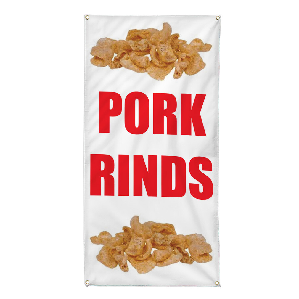 Vertical Vinyl Banner Multiple Sizes Pork Rinds Food Fair Truck Restaurant
