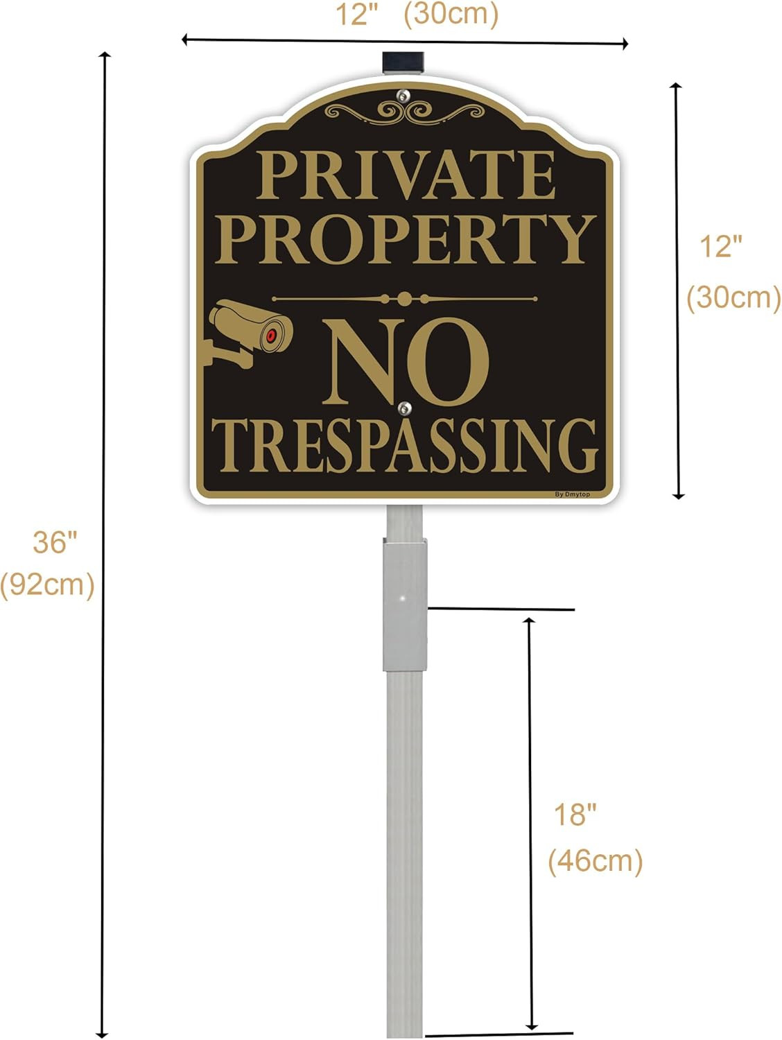 Large Private Property No Trespassing Signs with 36″ Alloy Long Stake, 12X12″ Vi