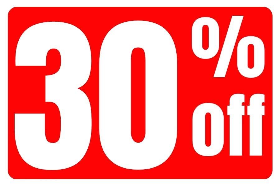 30% Off Business Retail Counter Informational Sign | Plastic | 12″w x 8″h