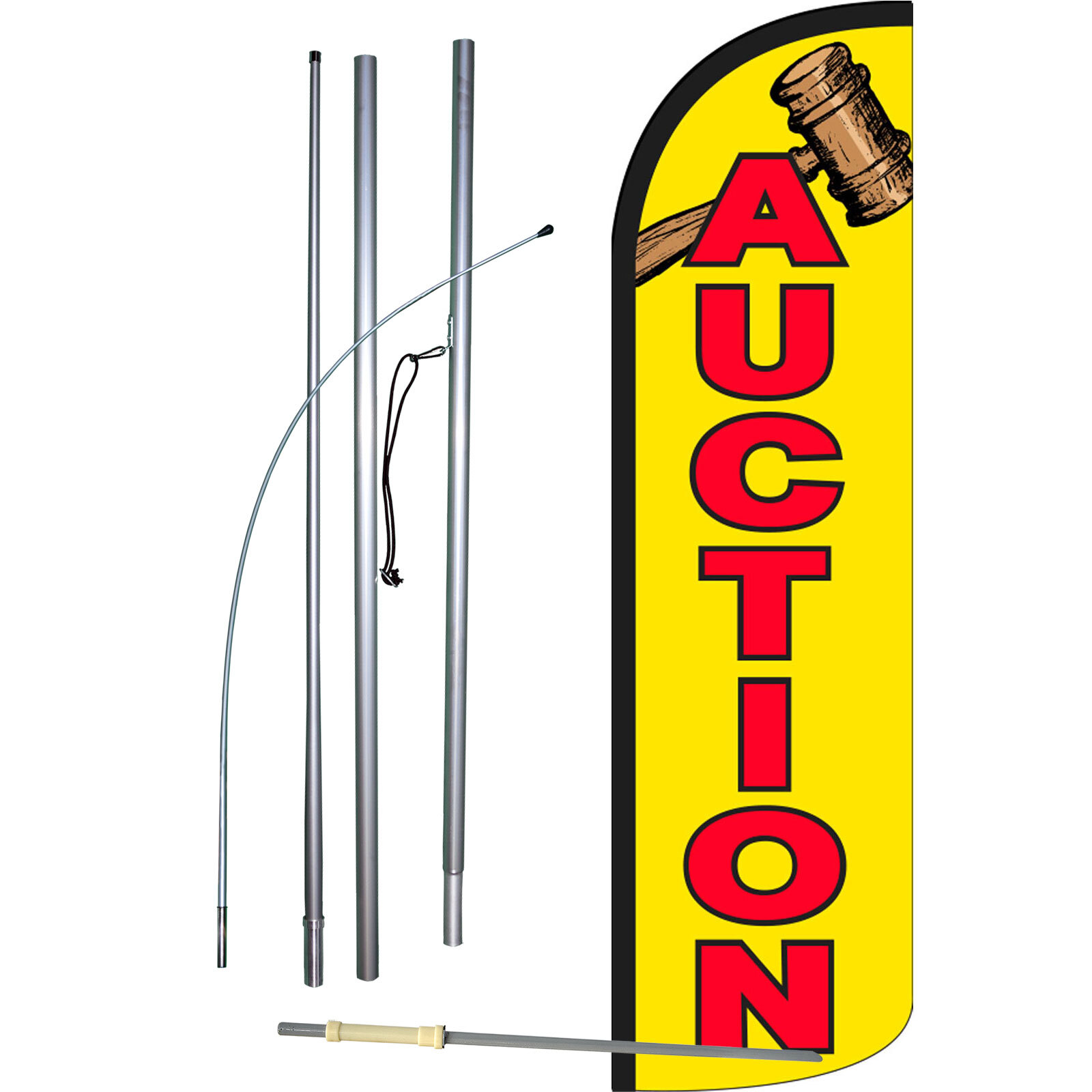 Auction Flag with Flag Pole and Spike