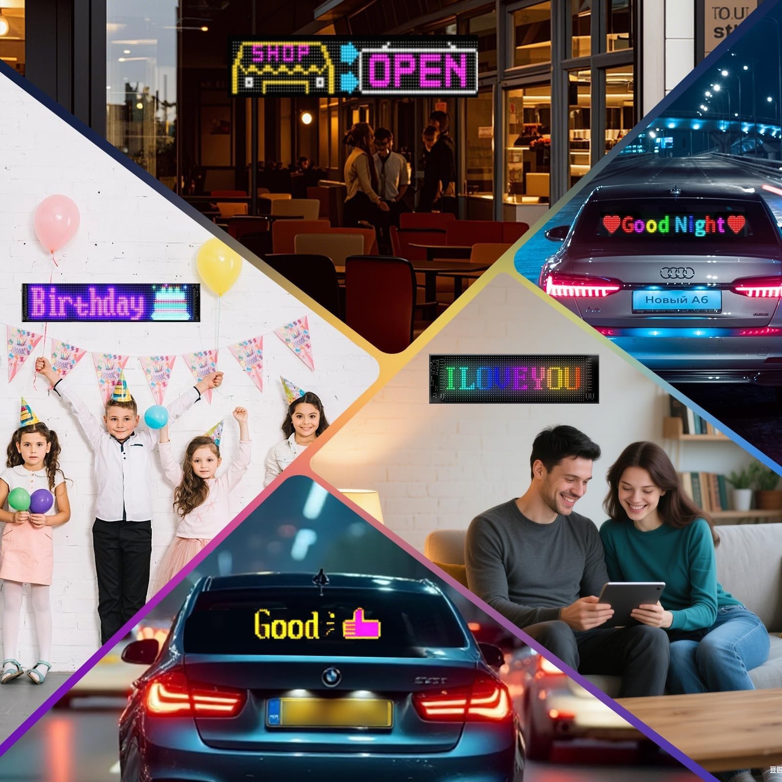 15″x4″ Programmable LED Scrolling Sign – Bluetooth RGB Display Panel for Custom