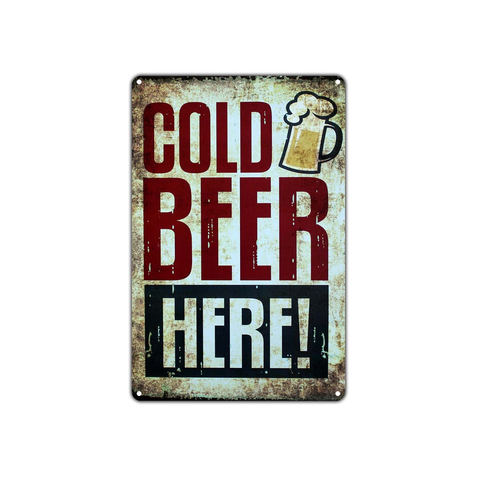 Cold Beer Here Vintage Sign Brewery For Pubs Bars Décor Beer Aluminum Metal Sign
