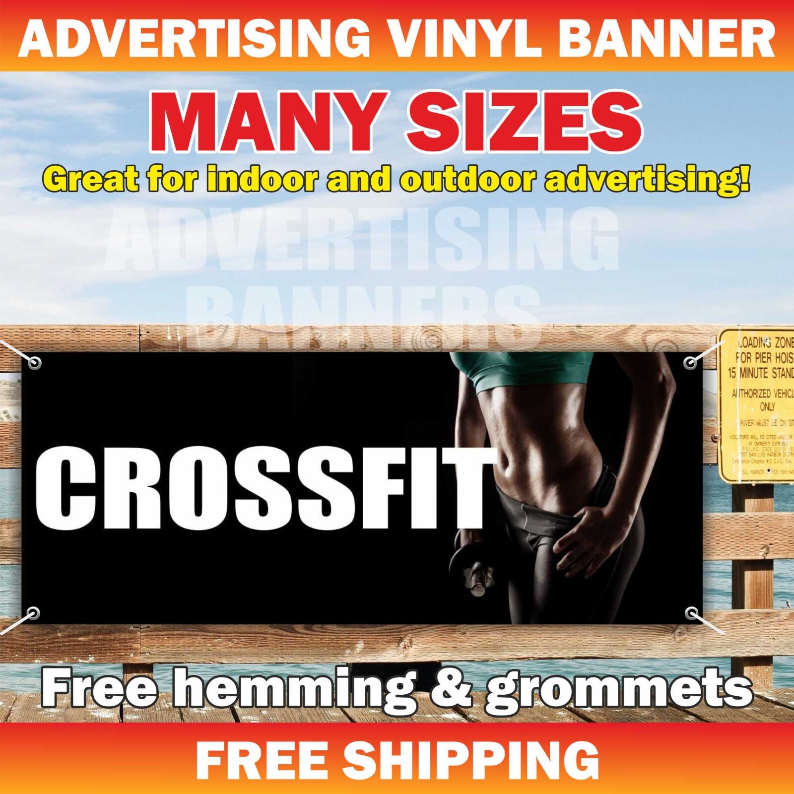 CROSSFIT Advertising Banner Vinyl Mesh Sign Workout Program Exercise Gym Fitness