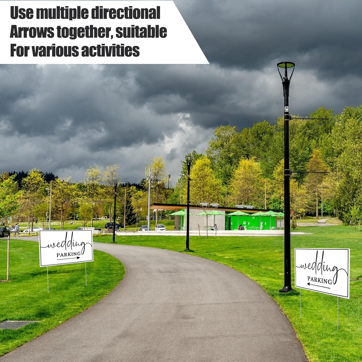 SCNWQ 3Pack Wedding Parking Signs, Double-Sided Signs Wedding Ceremony