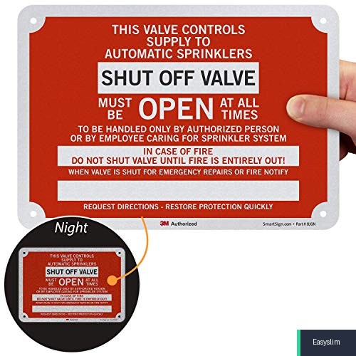 Fire Sprinkler Control Valve Sign 7″ x 10″ Reflective Aluminum Wall Mount