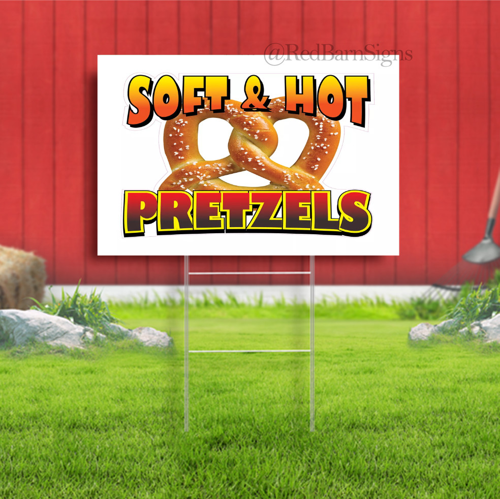 Food Truck Soft & Hot Pretzels Concession Sign Golden Brown Yard Sign