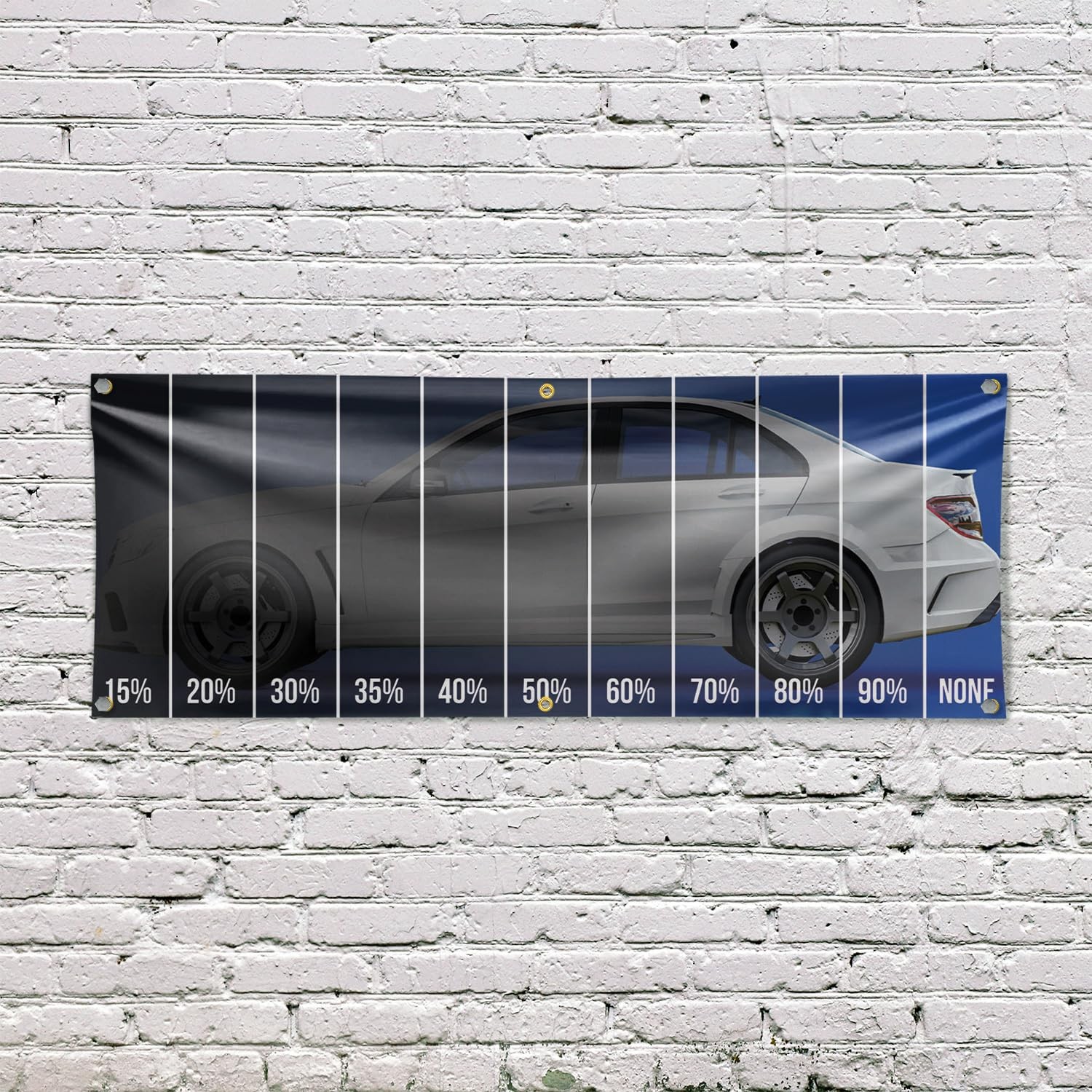 Window Tinting Percentage Banner Sign 24 Inch x 72 Inch | 13 oz Vinyl with Me…