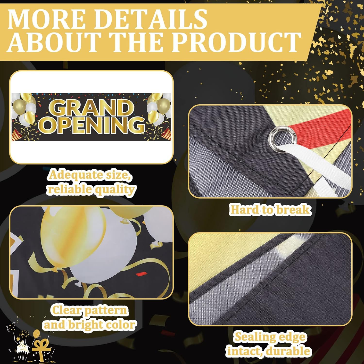 Grand Opening Banner, 3 X 10 Ft New Store Grand Opening Sign and Rope, Oxford Cl
