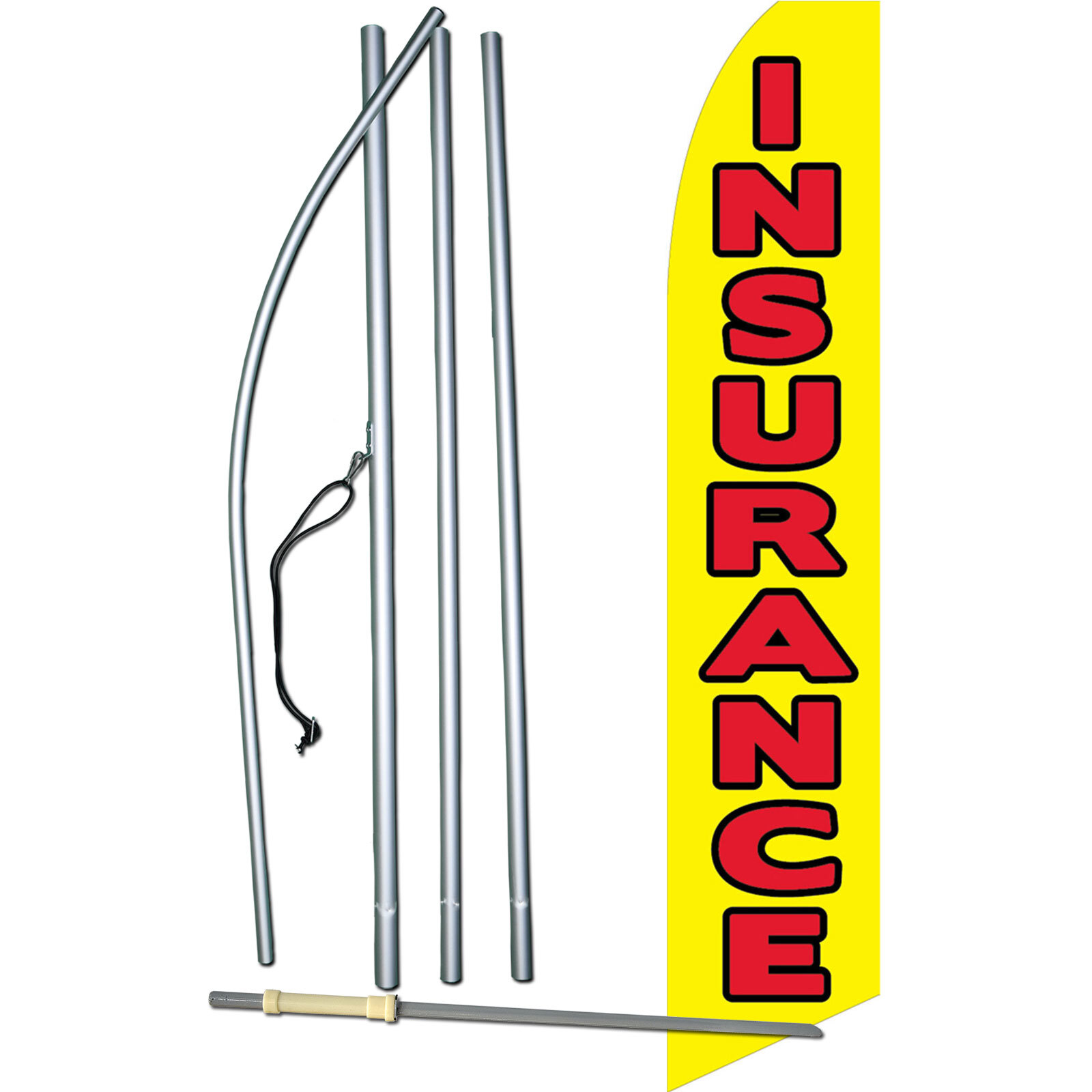 Insurance Flag with Flag Pole and Spike