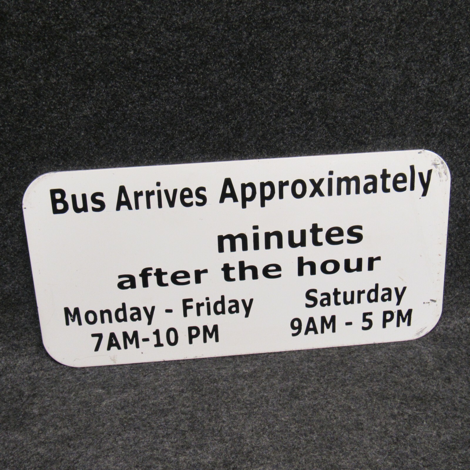 1 Genuine Bus Stop Arrival Sign White Aluminum NOS 12″ X 6″