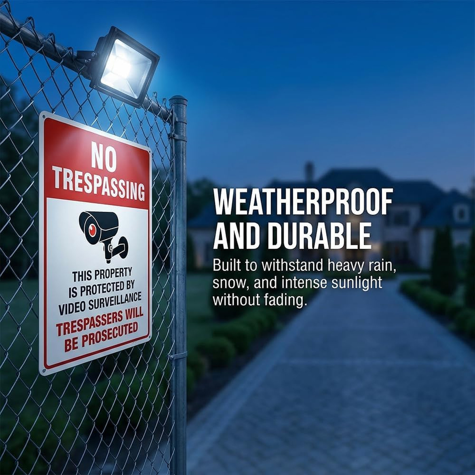 No Trespassing Video Surveillance Sign Aluminum 10×7 Inch UV Waterproof 2 Pack