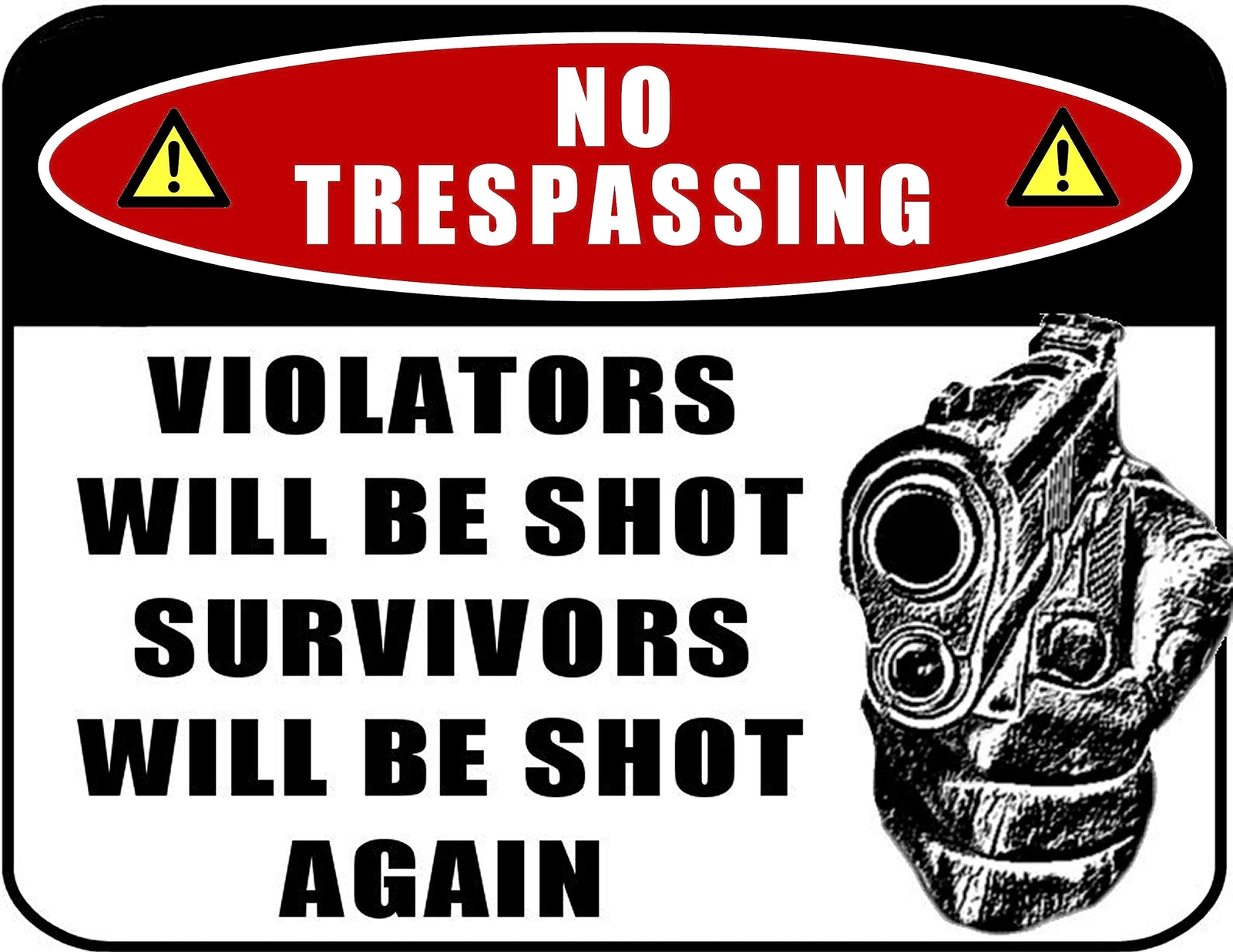 Blinking Red LED No Trespassing Violators Will Be Shot Survivors..Laminated Sign