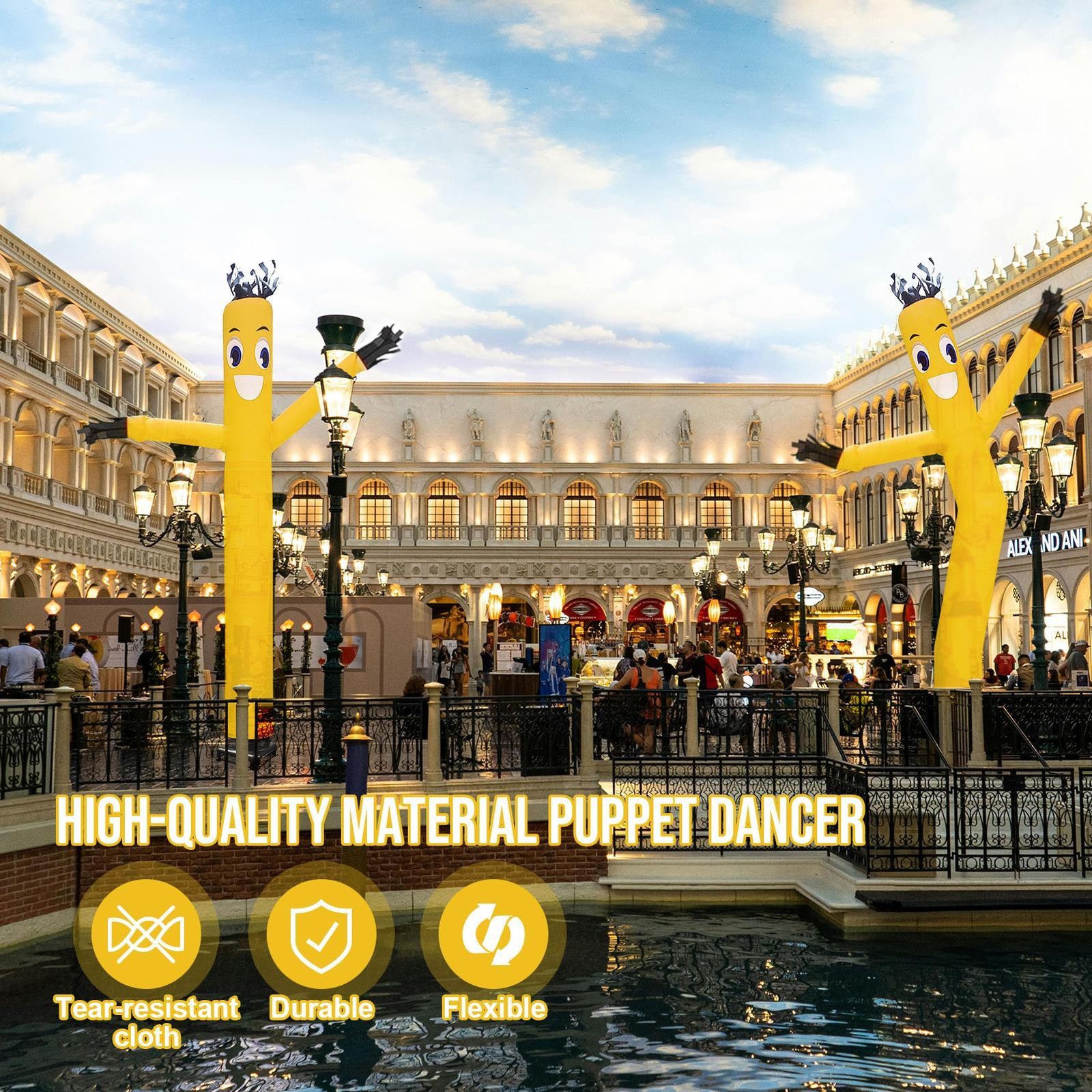 Yellow 20Ft Air Inflatable Dancing Wind Dancer Sky Puppet Dancer With Blower