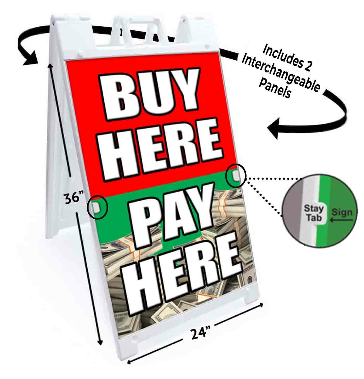 Buy Here Pay Here Signicade 24×36 A Frame Sidewalk Sign Double Sided