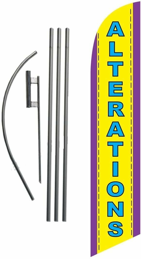 Alterations Advertising Feather Banner Swooper Flag Sign with Flag Pole Kit…