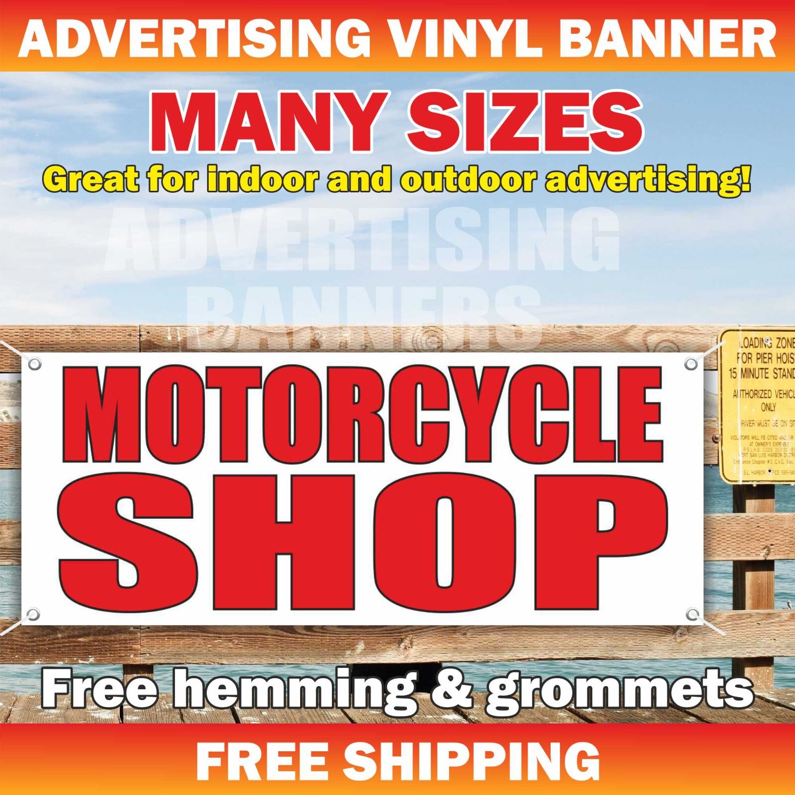 MOTORCYCLE SHOP Advertising Banner Vinyl Mesh Sign Sales Service Repair Bike Fix