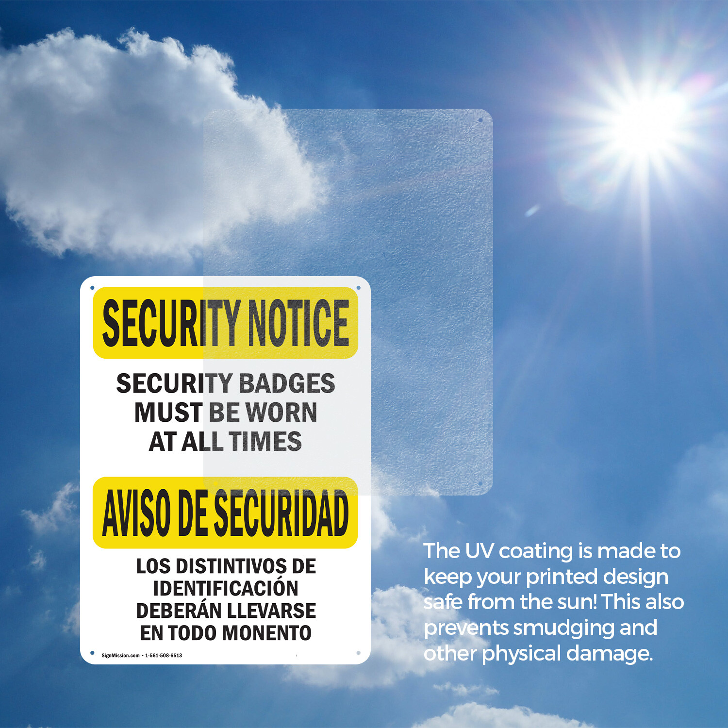 (2 Pack) Security Badges Must Worn Bilingual OSHA Security Notice Sign Decal