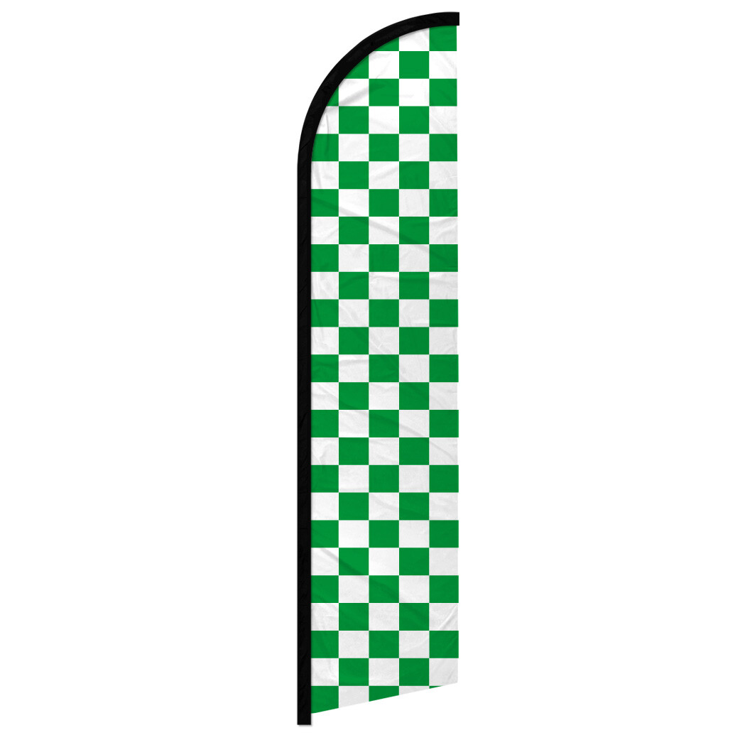 Green & White Checkered Windless Advertising Swooper Flag Racing Flag