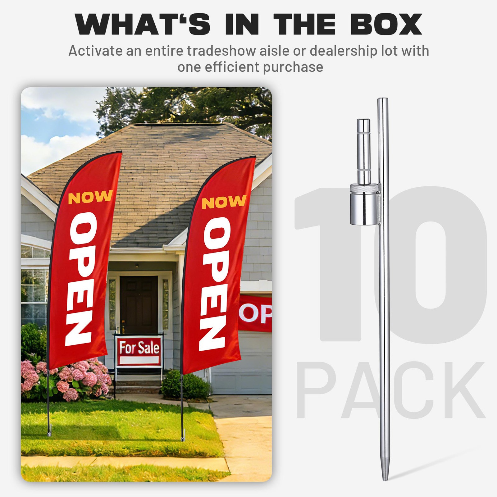 InstaHibit 10 Pack Feather Flag Ground Spike 20 Inch Ground Stake Flag Base