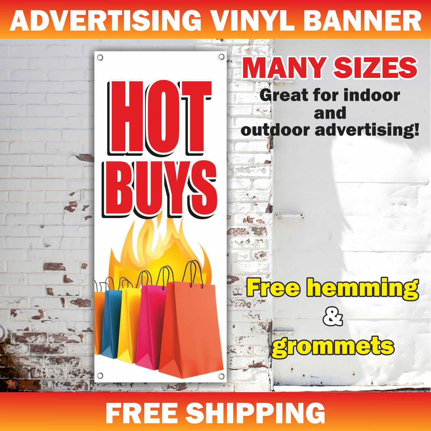 HOT BUYS Advertising Banner Vinyl Mesh Sign Season Retail Store Discount Sale