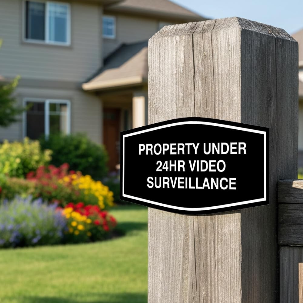 24Hr Video Surveillance Warning Sign Black Gold Security Sign