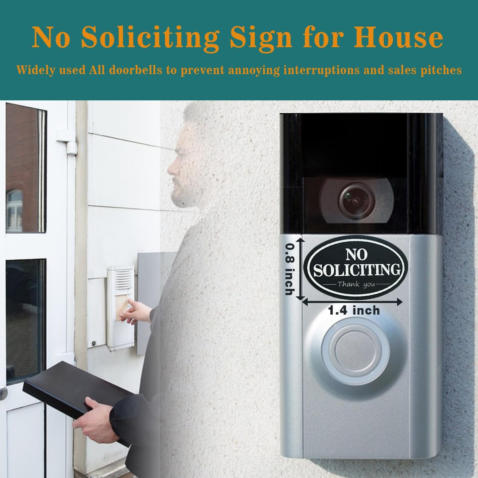 Small No Soliciting Sign for House,6 Pcs No Soliciting Sign,with Glow in The