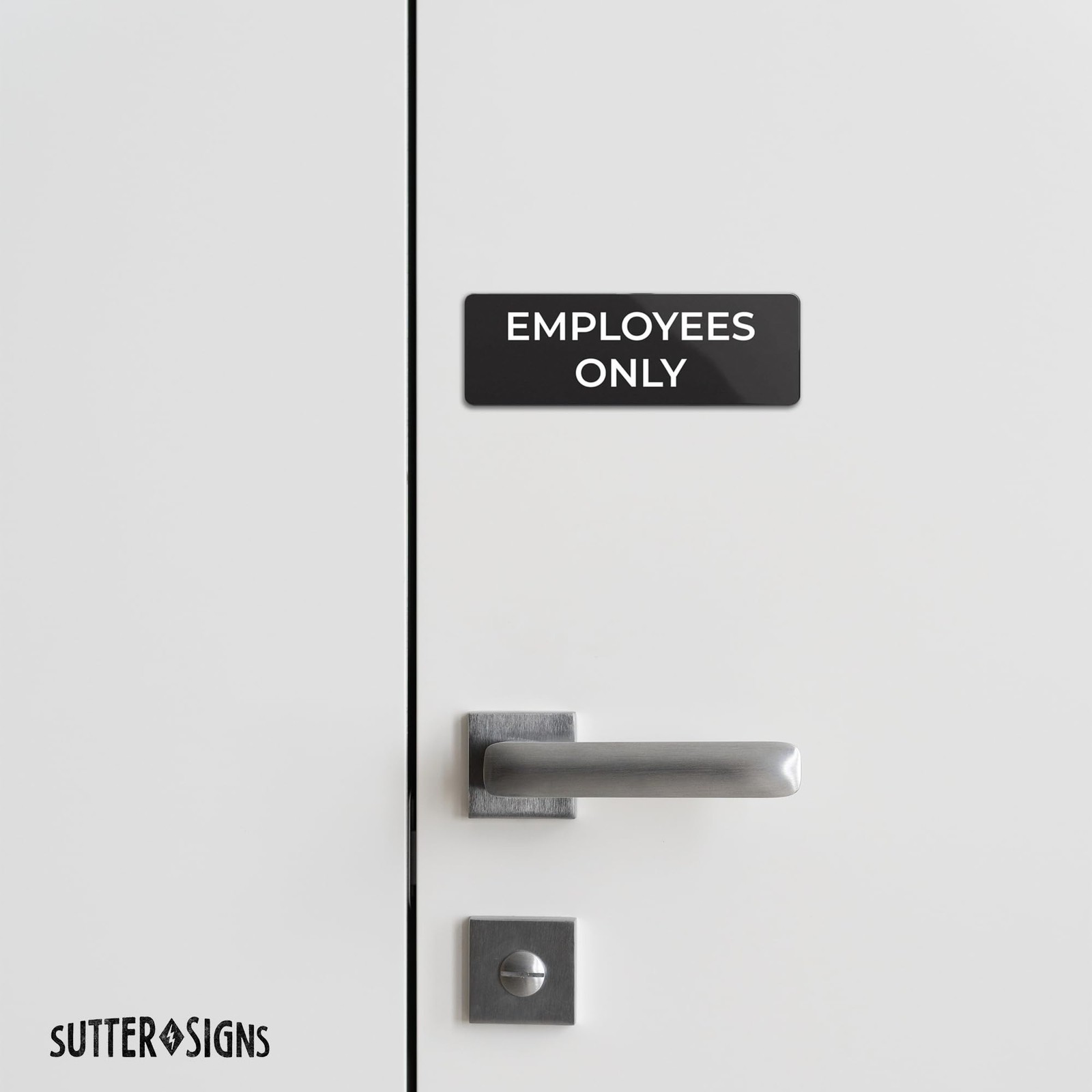 Employees Only Sign Durable ABS Plastic Full Adhesive Backing Door 2×6 Inch