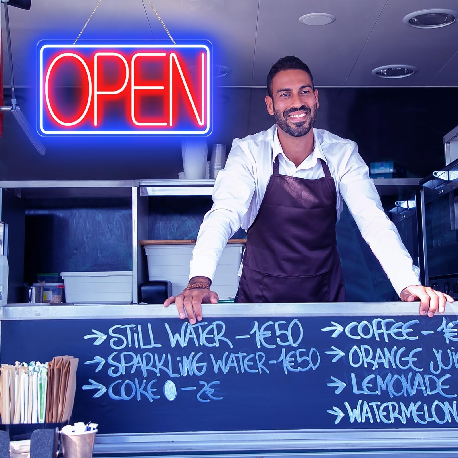 Ultra Bright 16.5″ X 9″ LED Neon Open Sign – Plug In Light Up Sign for Bar, Salo