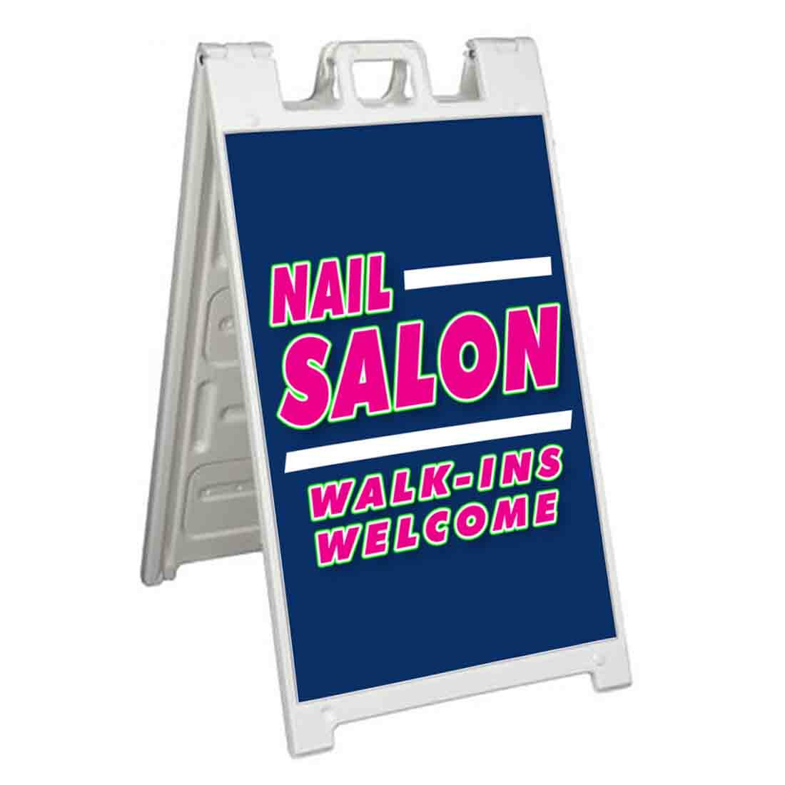 NAIL SALON WALK INS Signicade 24×36 Aframe Sidewalk Sign Banner Decal SALON SPA