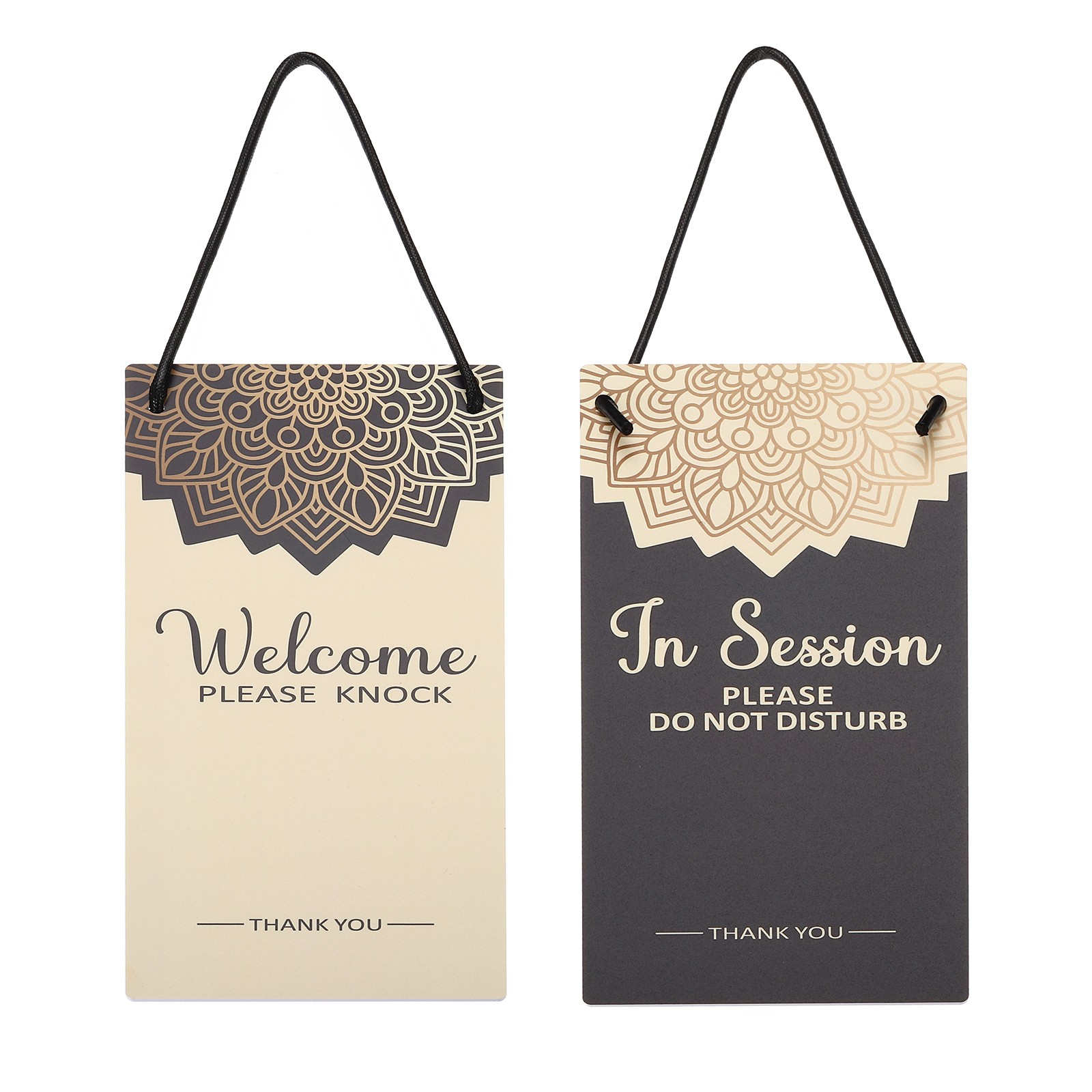 In Session Please Do Not Disturb and Welcome Please Knock Door Sign,Black Yellow