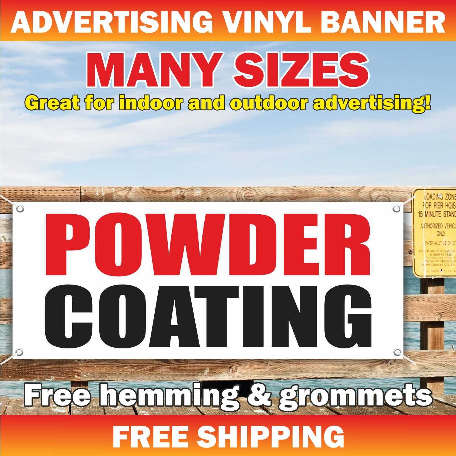 POWDER COATING Advertising Banner Vinyl Sign Wheel Rims Tire Service Repair Auto
