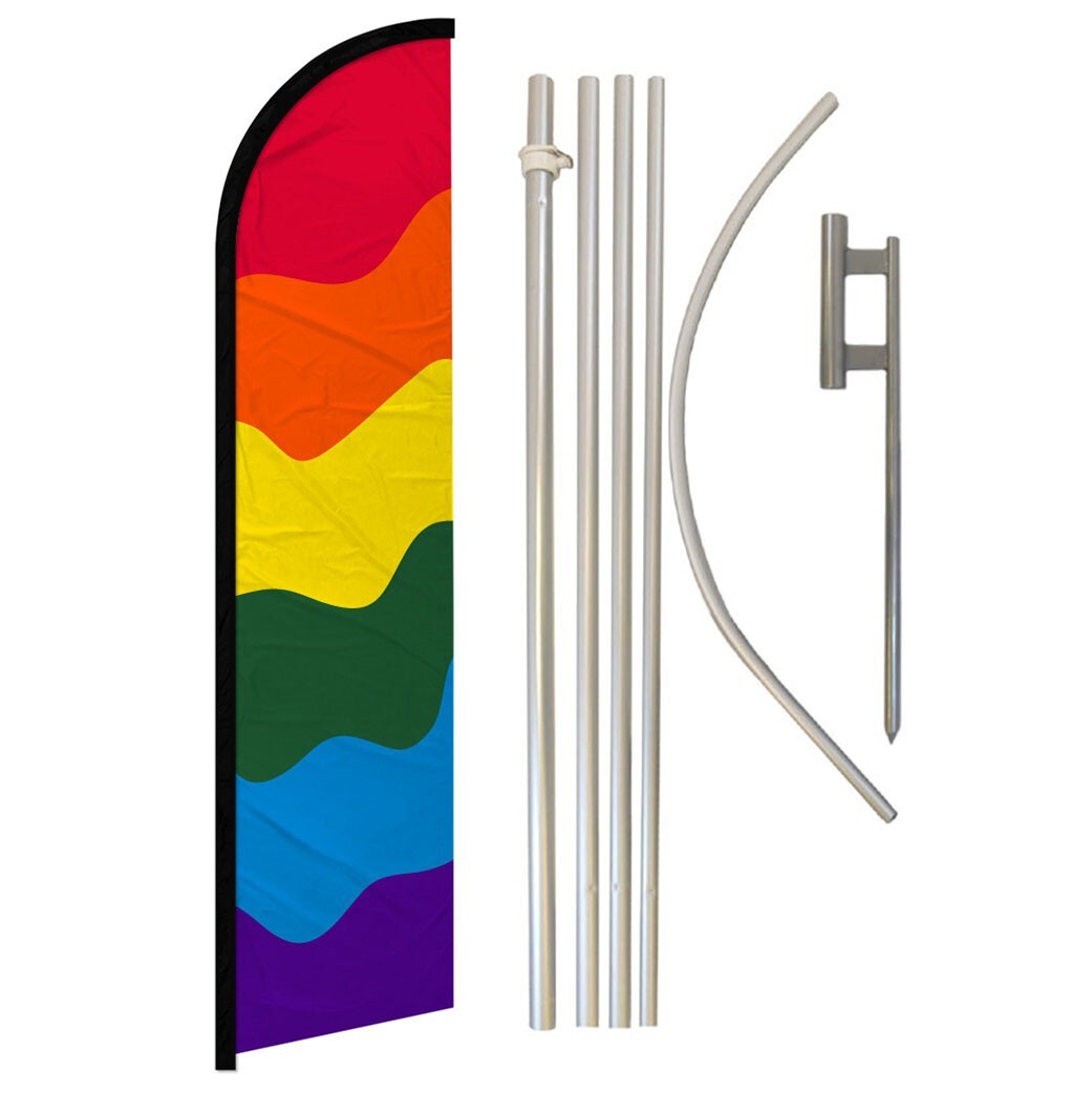 Rainbow Full Curve Windless Swooper Flag Pole Kit Pride Flag
