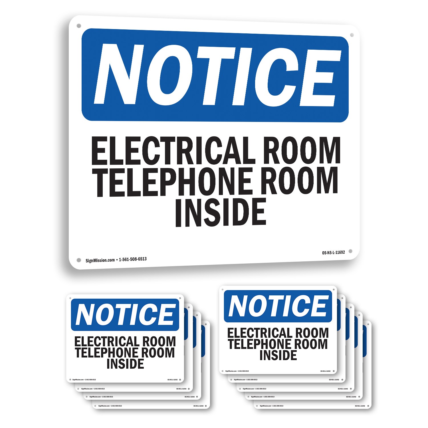 Electrical Room Telephone Room Inside OSHA Notice Sign Or Decal – 5 or 10 Pack