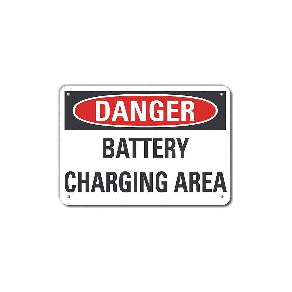 LYLE LCU4-0440-NA_14X10 Battery Chargin Danger Sign,10x14in,Alum 63KH30