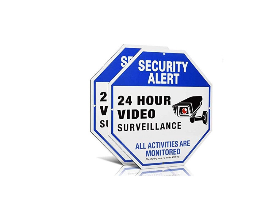 2-Pack Security Camera Signs, Outdoor Video Surveillance Signs Printed, 10 x 10