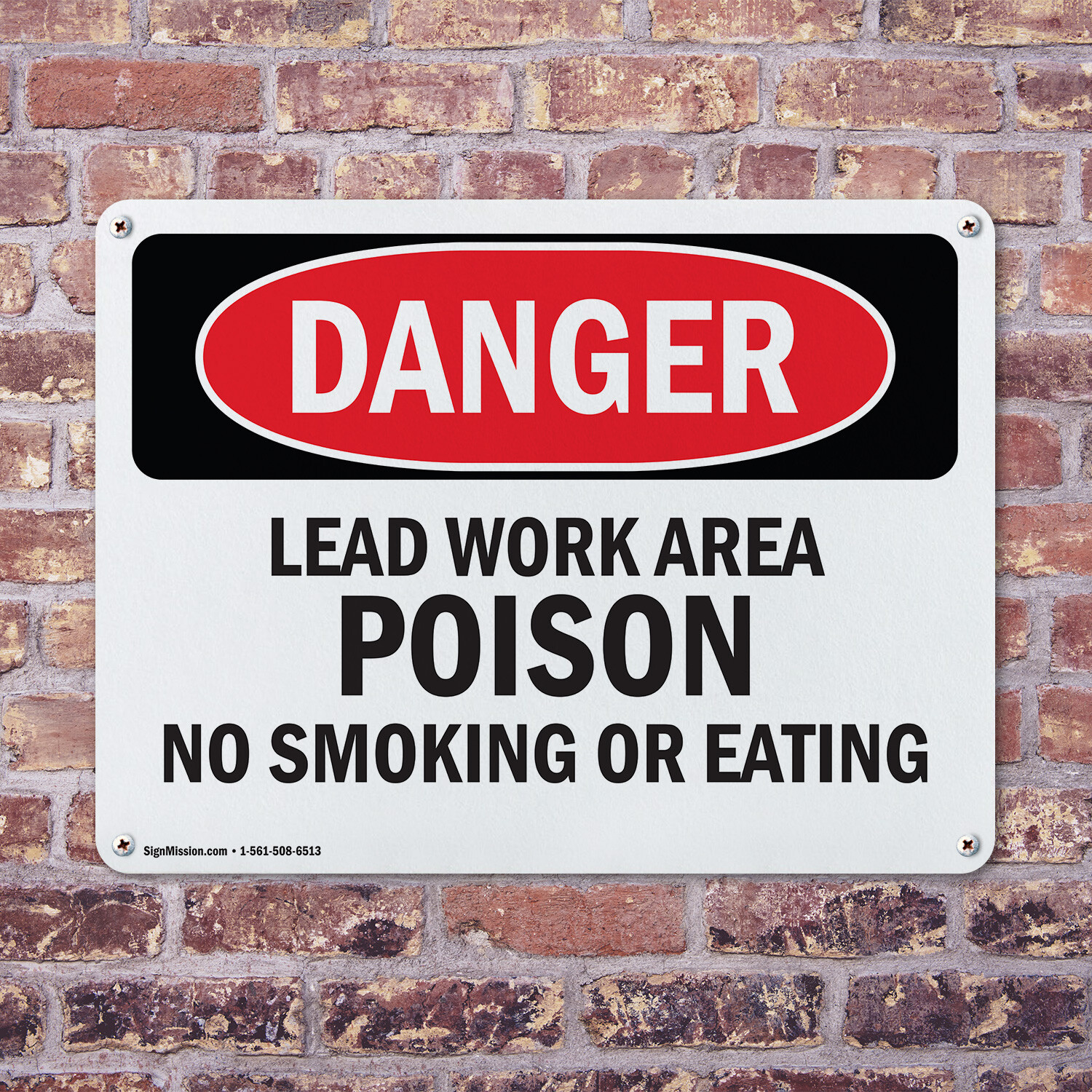 (2 Pack) Lead Work Area Poison No Smoking Or Eating OSHA Danger Sign Decal Metal