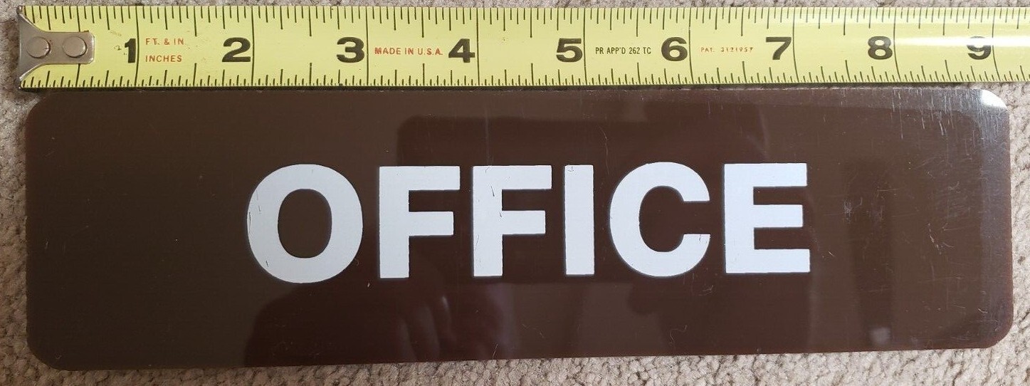 Office Sign Plaque Sign Symbol Door Wall [9” x 2-3/4”] Acrylic