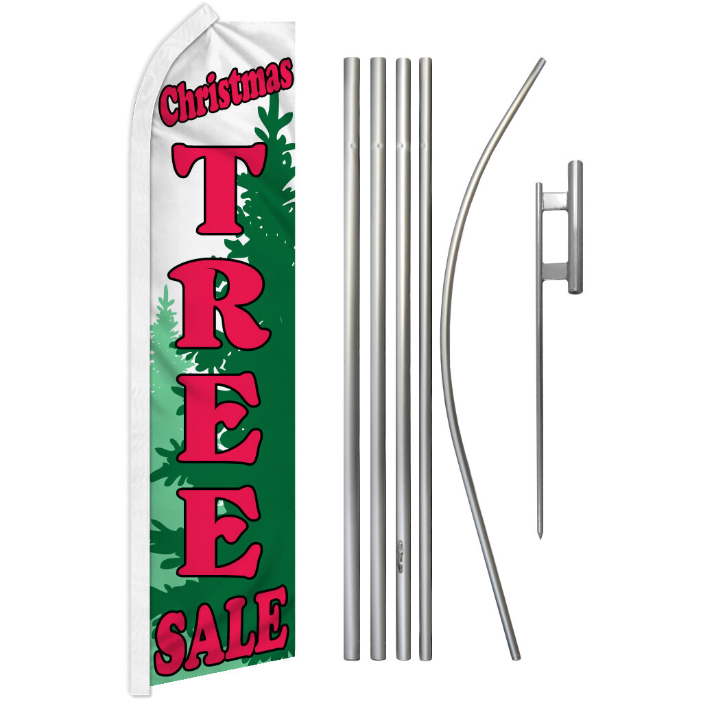 Christmas Tree Sale Advertising Swooper Feather Flutter Flag Pole Kit Xmas