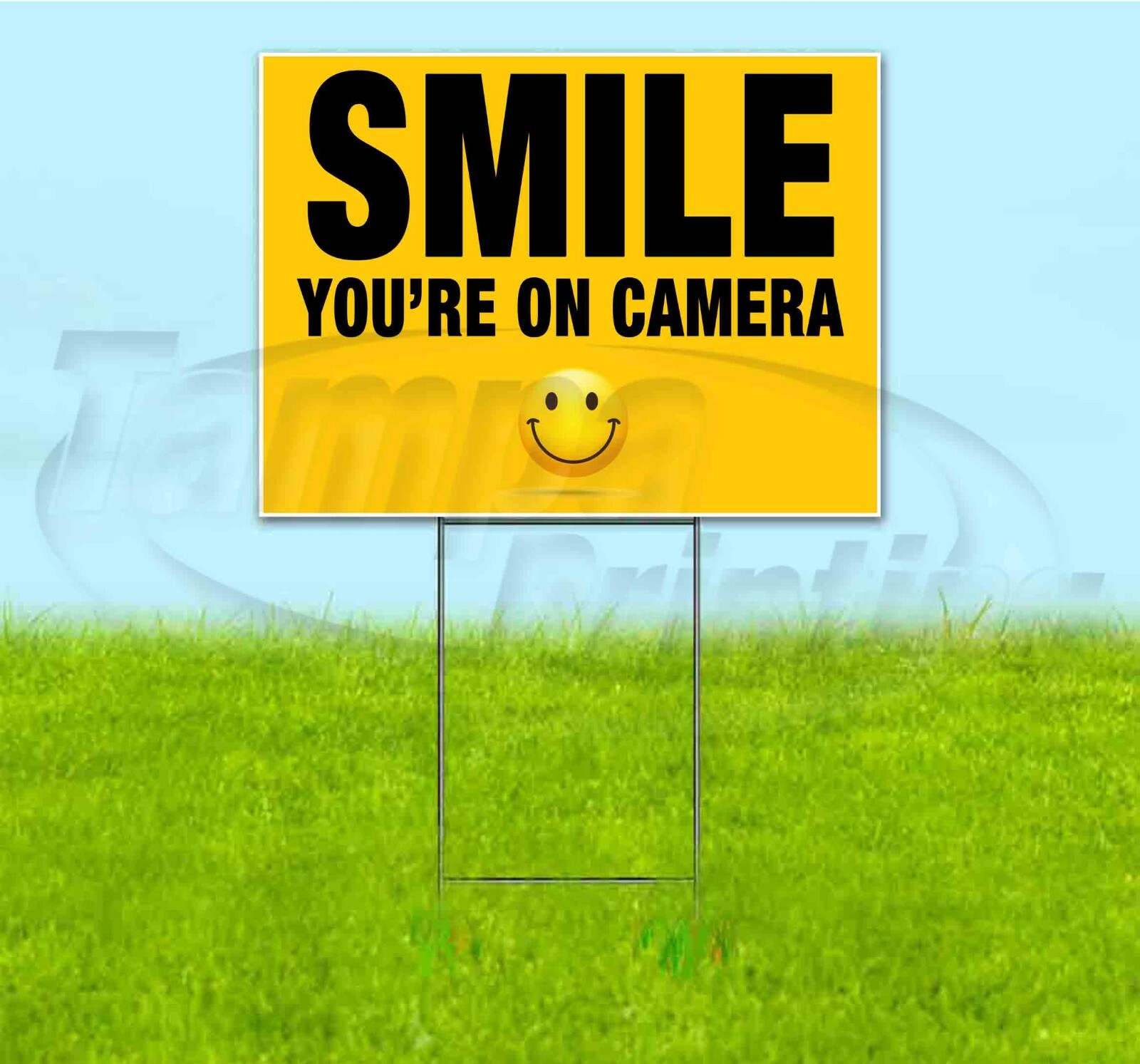 SMILE YOU’RE ON CAMERA 18×24 Yard Sign WITH STAKE Corrugated Bandit USA SECURITY